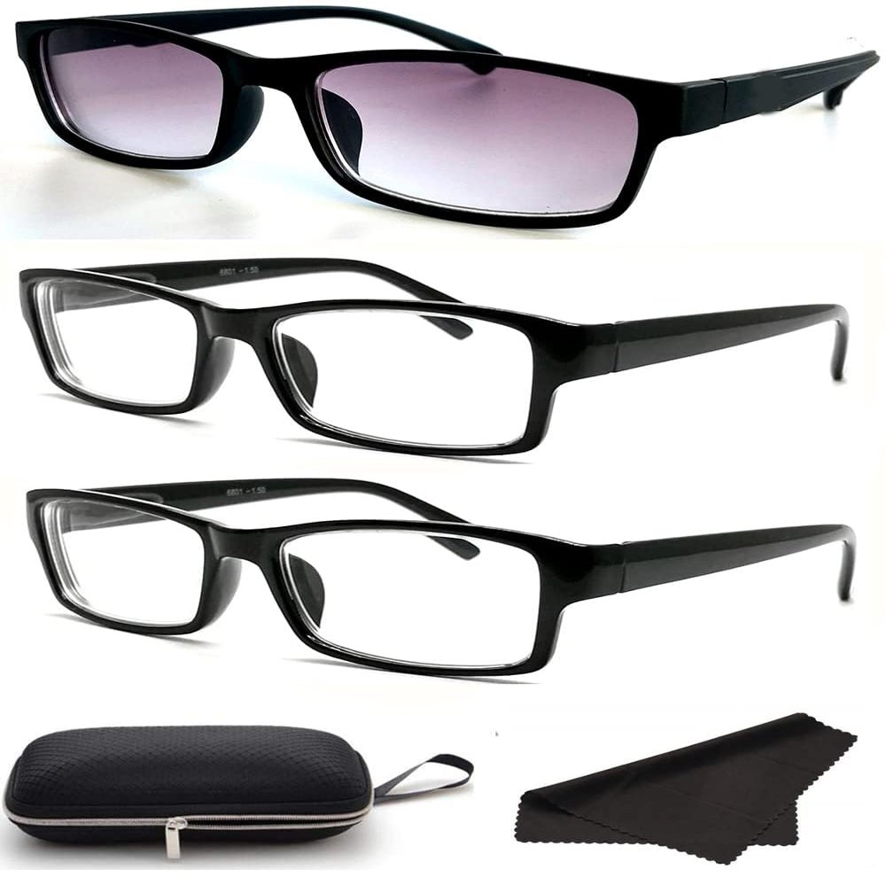 Nearsighted Shortsighted Myopia Distance Driving Glasses For Men Women Rectangle Shape Eyeglasses -1.00 (3 Pack)