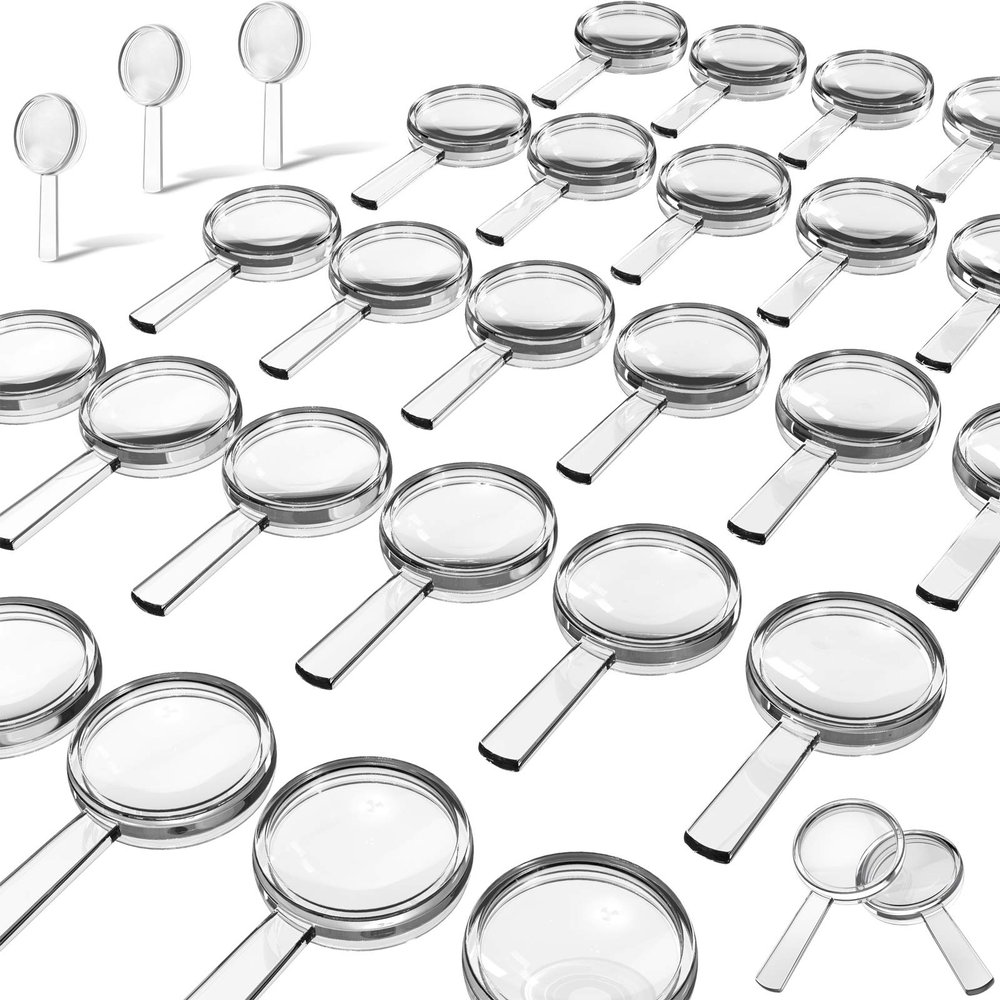 Sumind 40 Pieces Plastic Magnifier Mini Handheld Magnifying Glasses 3X Hand Pocket Lens Portable Reading Magnifier for Home, Indoor and Outdoor Use, Party Supplies, 25 mm