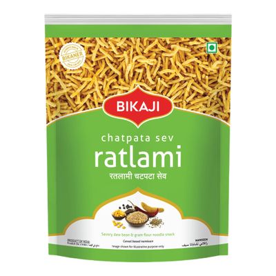Bikaji Aslee Bikaneri Ratlami Bhujia 14.11 oz (400g), Spicy Chatpata Sev Gathiya, Authentic Indian Namkeen Snack, Traditional Bikaner Recipe, Crunchy and Flavorful, Everyday Munching Tea-Time and Party Snack, Vegetarian Ready-to-Eat