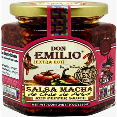 Don Emilio Hot Chili Salsa Macha (9 oz) (Pack of 1) | Keto, Vegan | Crisp, Tingly | Spicy, Savory | Red Pepper, Chili