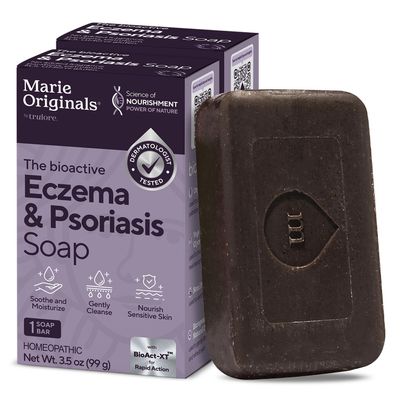 Marie Originals Eczema Face Soap Body Wash Bar  All Natural Psoriasis, Dermatitis Treatment for Dry Itchy Flaky Skin Relief  Gentle Detoxifying, Healing, Anti-Itch, Cleansing Skincare (Pack of 2)