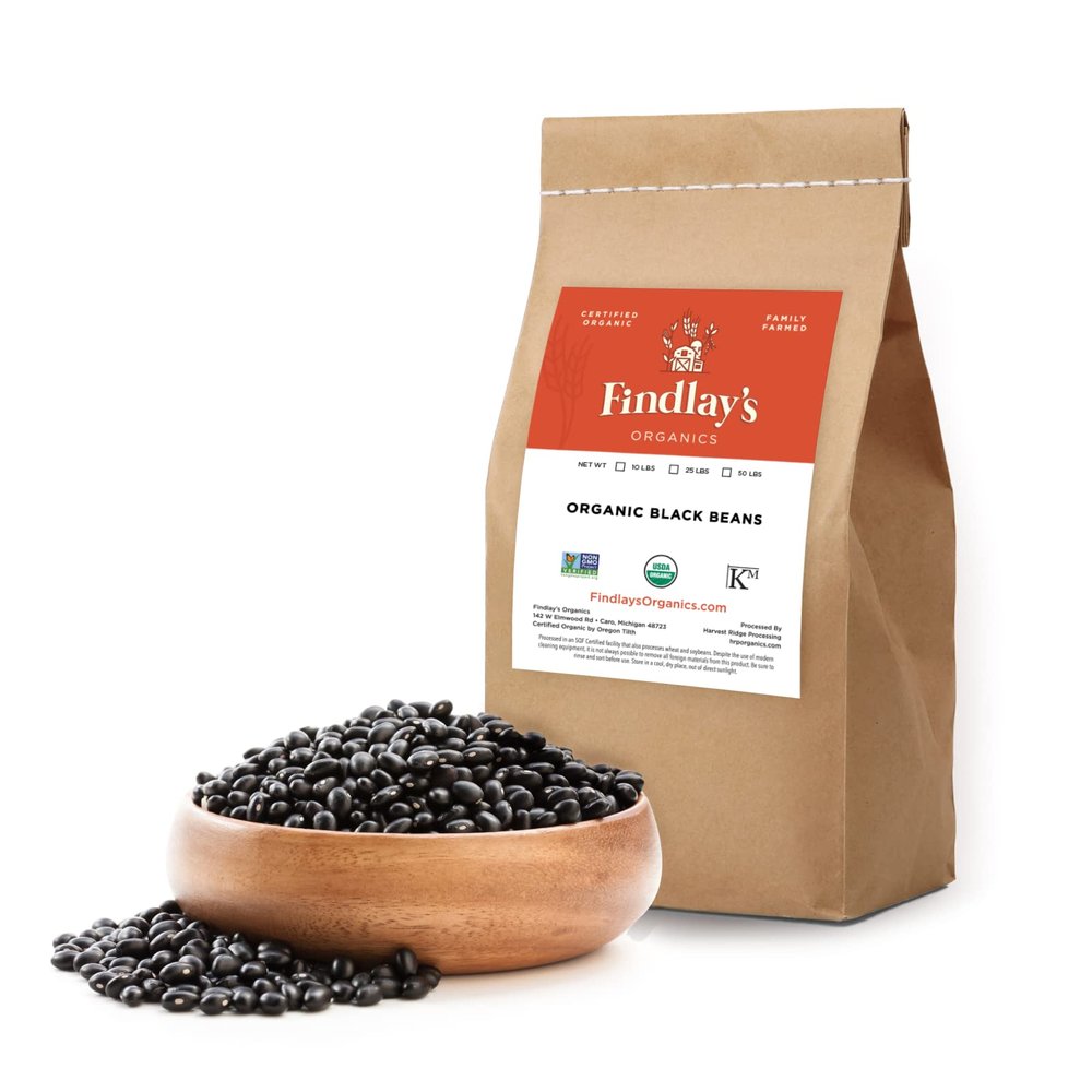Black Beans Organically Grown in Michigan, USDA Organic Certified, Non-GMO, Farmer Direct, Gluten Free, Vegan, Frijoles Negros, Dry 10 Lbs / 4.53 Kg Total // Findlay's Organics