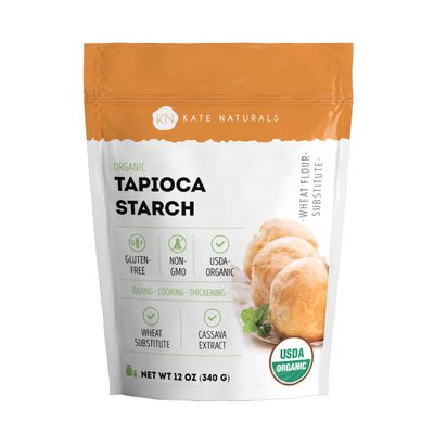 Kate Naturals Tapioca Starch Flour for Baking, Cooking & Boba Pearls (12oz, Organic, Non-GMO, Gluten Free)