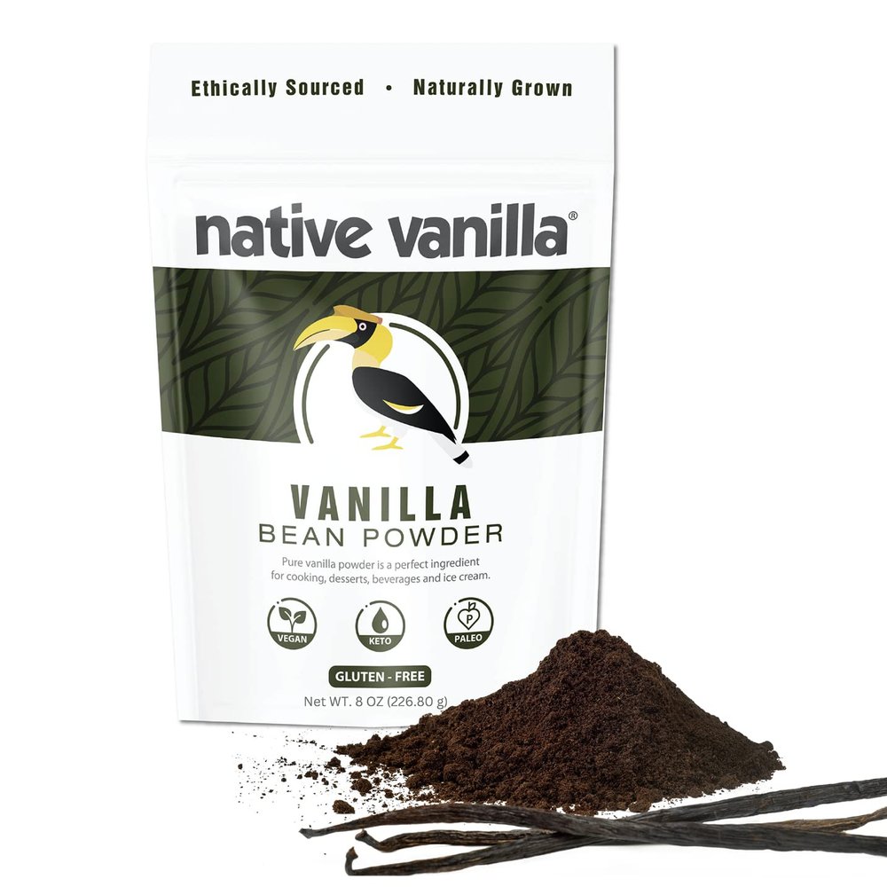 Vanilla Bean Powder - 8 oz - Premium 100% Pure Ground Vanilla Bean Powder - For Cooking, Baking, Coffee, Smoothies & Desserts - No Fillers or Additives, Raw & Unsweetened - Native Vanilla