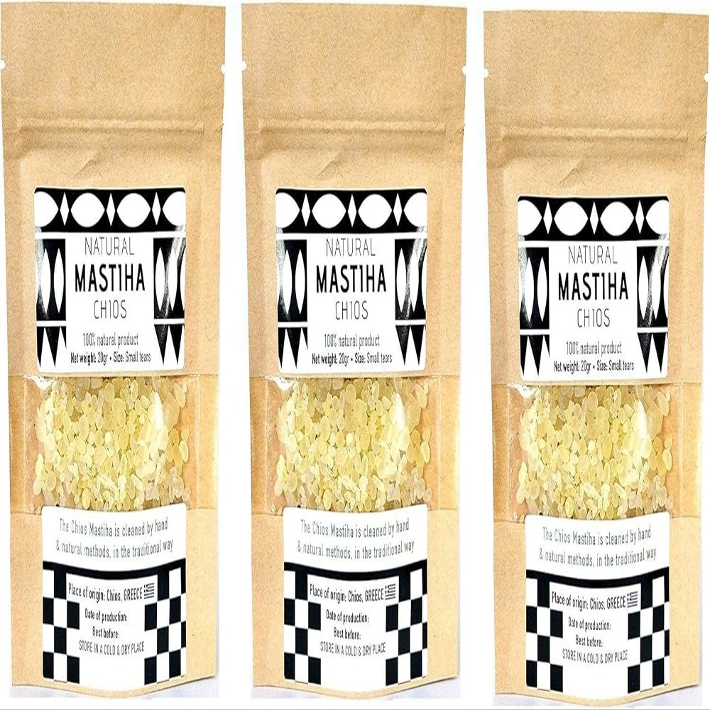 Chios Mastiha Tears Gum Greek 100% Natural Mastic Packs From Mastic Growers 60gr (3x20gr Small Tears)