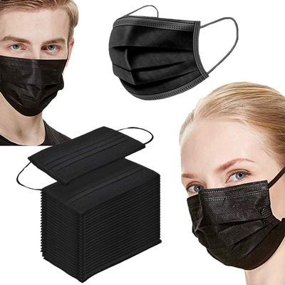 100PCS 3 ply black disposable face shield filter protection breathable dust proof