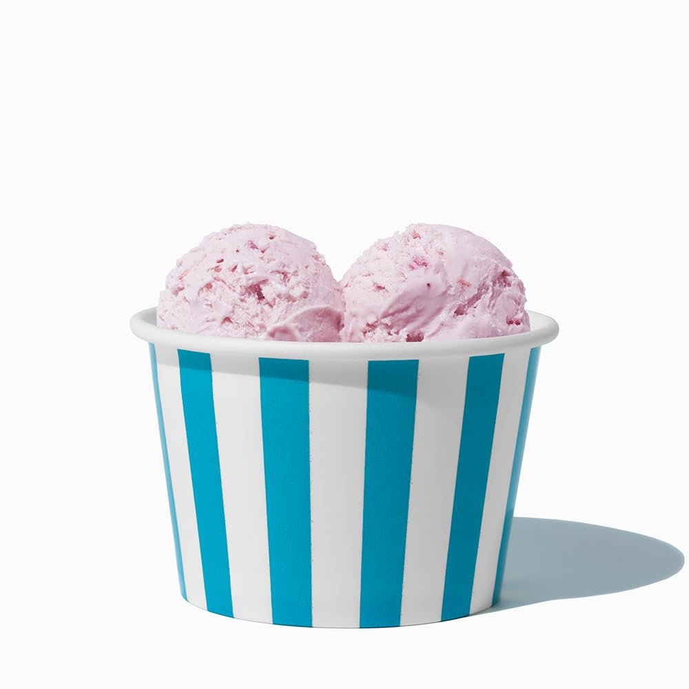 UNIQ 1000-Count 8 oz Striped Paper Ice Cream Cups Blue Color | Disposable Cups for Ice Cream, Yogurt, Gelato | Frozen Dessert Supplies