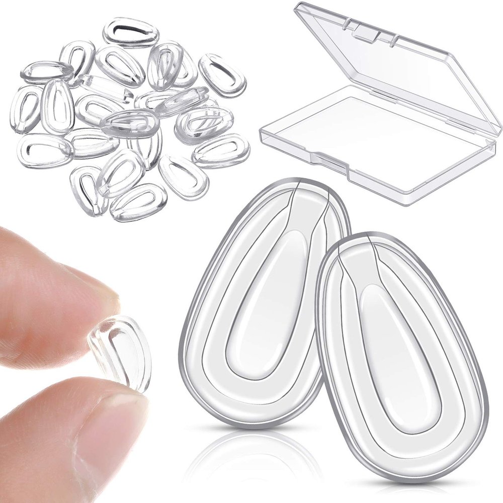 30 Pairs Eyeglass Nose Pads Silicone Nose Pad Replacement for Sunglasses Glasses Frame, Anti Slip Nose Pads Soft Transparent Nose Cushion, 0.45 x 0.27 x 0.07 Inch (Transparent)