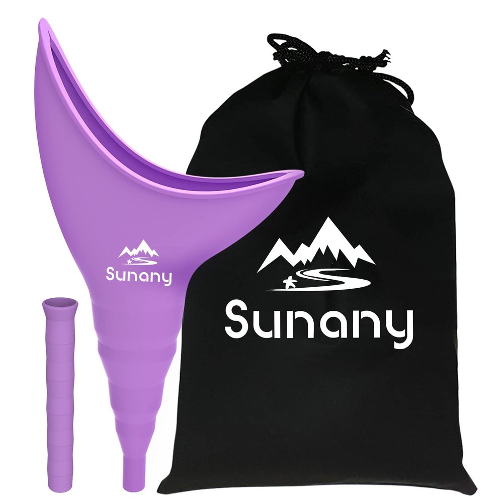 Sunany Female Urinal, Reusable Silicone Foolproof Women Pee Funnel Allows Women to Pee Standing Up,Women's Urinal is The Perfect Companion for Indoor Use (Purple)