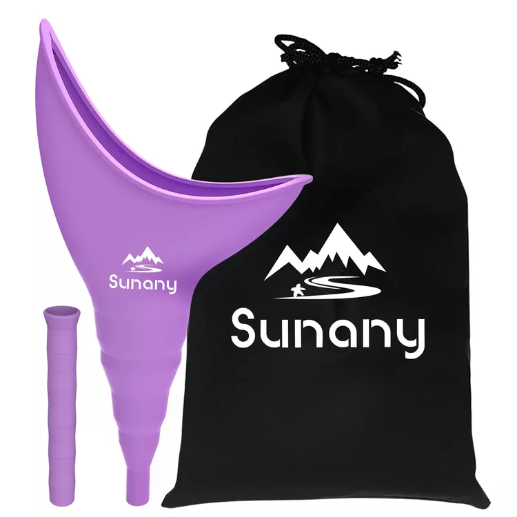 Sunany Female Urinal, Reusable Silicone Foolproof Women Pee Funnel Allows Women to Pee Standing Up,Women's Urinal is The Perfect Companion for Indoor Use (Purple)