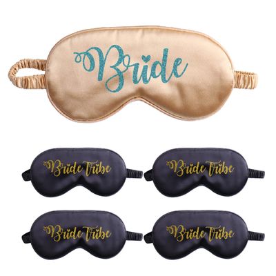 5-Pack Bride Tribe Sleep Eye Masks Bachelorette Bridesmaid Proposal Gift Super Soft Satin Party Favor (Set #3)