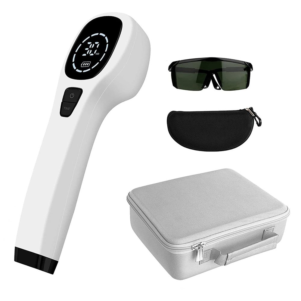 Red Light Device for Muscle Reliever, Knee, Shoulder, Back, Infrared Light Therapy Pain Relief Device with 650nm and 808nm, Hand Held Unit with Goggle (Four*808nm)