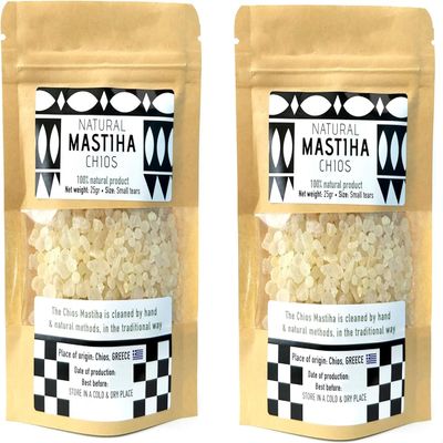 Chios Mastiha Tears Gum Greek 100% Natural Mastic Packs From Mastic Growers 50gr (2x25gr Small Tears)