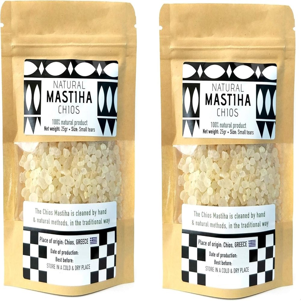 Chios Mastiha Tears Gum Greek 100% Natural Mastic Packs From Mastic Growers 50gr (2x25gr Small Tears)