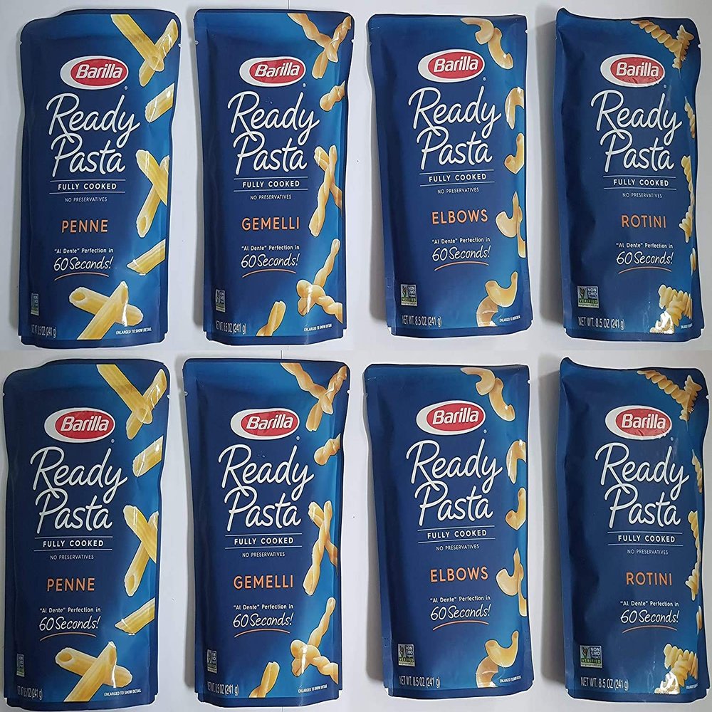 8-pack Variety, Barilla Ready Pasta: 2 pouches each of Rotini, Penne, Elbows, and Gemelli [2020]