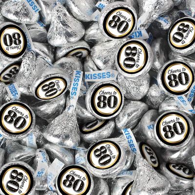 80th Birthday Stickers for Kisses (324 Count)
