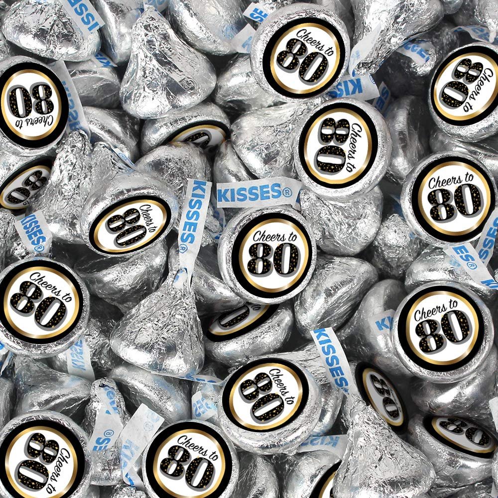 80th Birthday Stickers for Kisses (324 Count)