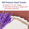 JOLLY CHEF 100 Disposable Hand Towels, Soft and Absorbent Linen Feel Dinner Napkin, Elegant Decorative Paper Guest Towels for Kitchen, Bathroom,Thanksgiving, Weddings,Parties, Gold and White view 4