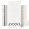 JOLLY CHEF 100 Disposable Hand Towels, Soft and Absorbent Linen Feel Dinner Napkin, Elegant Decorative Paper Guest Towels for Kitchen, Bathroom, Weddings, Parties, Silver and White view 1