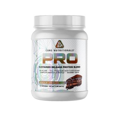 Core Nutritionals Pro Sustained Release Whey Protein Blend | with Digestive Enzymes | 25g Protein, 2g Carbs | No Fillers | 2 Pound (Death by Chocolate)