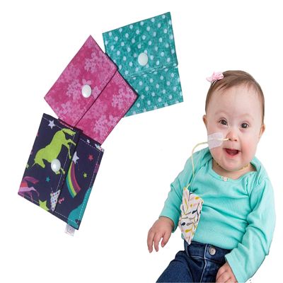 Tubie Pockets Feeding Tube NG NJ Securing Holder Pouch, Set of 3 Reusable Nasogastric Securement Storage Accessory Infant Child Teen Adult