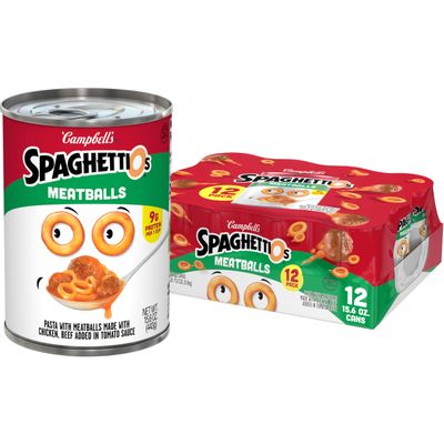 SpaghettiOs Canned Pasta with Meatballs, 15.6 oz Can (12 Pack)
