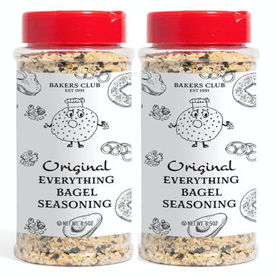 Bakers Club Everything Bagel Seasoning Blend - Authentic New York Style Spices for Bagels, Avocado Toast, Eggs, Pretzels, Popcorn, Hummus & More - Mix of Garlic, Onion, Sesame Seeds, Poppy, Salt