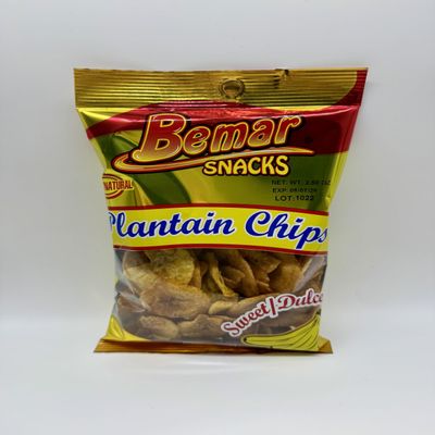Bemar Snacks Plantain Chips Sweet/Maduro 24 Bags 2.50oz per Bag