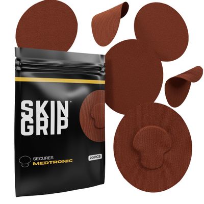 Skin Grip CGM Sensor Patches Compatible with Medtronic Guardian (20-Pack), Waterproof & Sweatproof for 10-14 Days, Pre-Cut Adhesive Tape, Continuous Glucose Monitor Patch, Chocolate