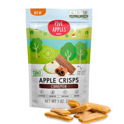 Apple Chips and Cinnamon Snacks, 6 pack. Only 4 simple wholesome ingredients. Great Gluten & Grain free. Good source of fiber. Non-GMO, No Preservatives, No Fat.