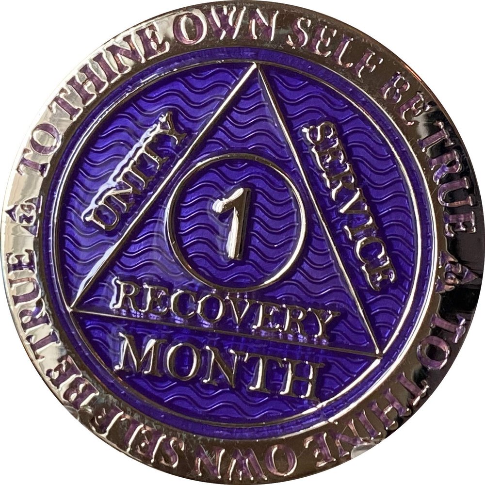 1 Month AA Medallion Reflex Purple Silver Plated Chip
