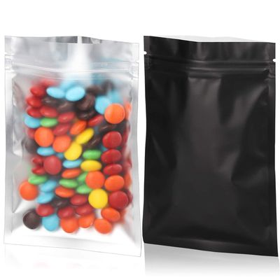 100pcs 4"X 6" Smell Proof Resealable Mylar Bags Front Matte Clear Back Matte Black Food Storage Foil Pouch Zipper lock Bag