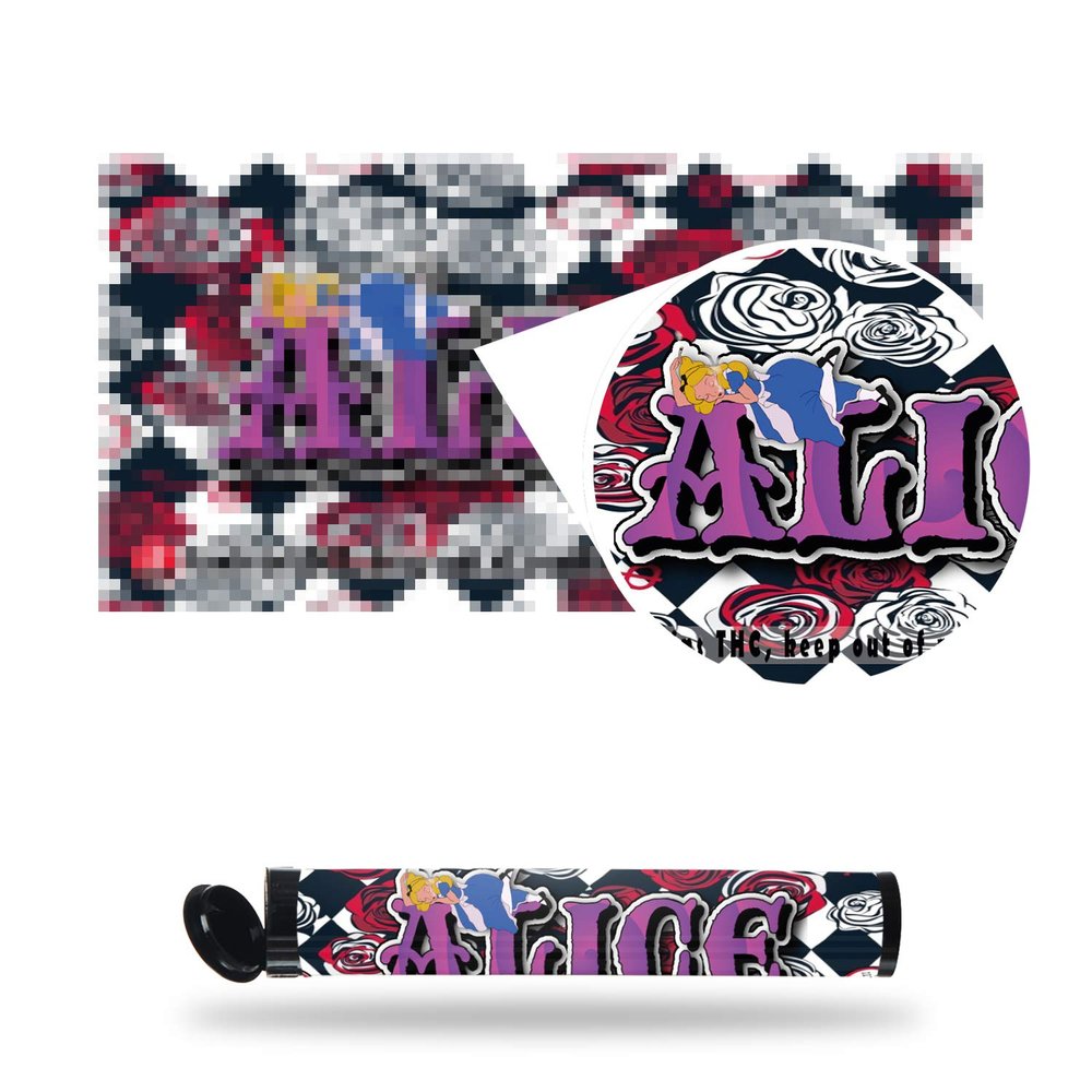 Alice Pre-Roll Labels - Cali Labels - Pre-Roll Tube Stickers x10