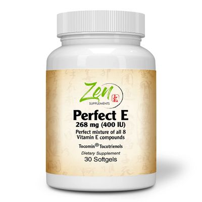 Zen Supplements Full Spectrum Perfect-E - Vitamin E Complex with Mixed Tocopherols and Tocotrienols - Non-GMO Complete E Vitamin - 30 Softgels