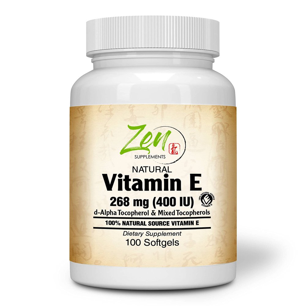 Zen Supplements Natural Vitamin E 400IU Vitamin E Capsules with 100% Natural Mixed Tocopherols - Non-GMO E Vitamin 100 Softgels