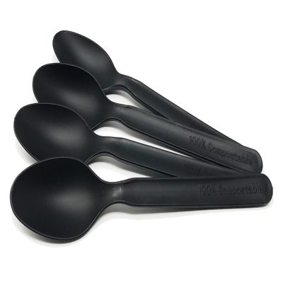 Compostable Heavyweight Disposable Spoons - (10 / 100ct Boxes) Value Pack, CPLA Spoons (1000 Spoons) - Eco Friendly Compostable Spoons Made from Renewable Resources