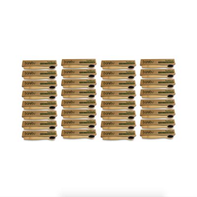 BPA-Free, Biodegradable, Organic Bamboo Toothbrush - Charcoal Infused Naturally Whitening Bristles, Pressed Glue-Free Bristles, Environmentally Friendly (32-Pack)