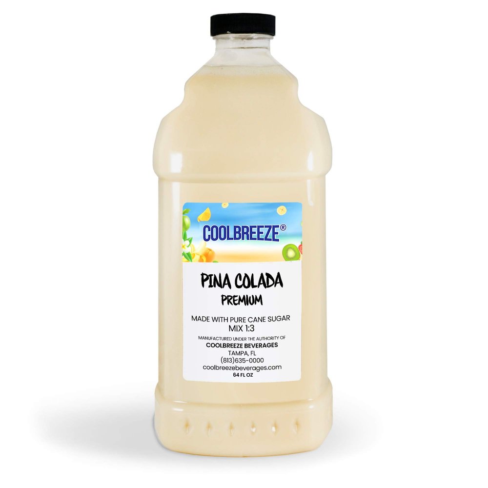 Coolbreeze Beverages Premium Frozen Drink Machine Flavor Syrup Granita Slush Mix - 1/2 Gallon Bottle (Pina Colada)
