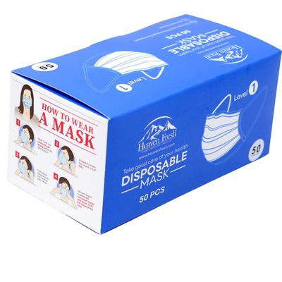 HEAVEN FRESH Disposable Face Mask Set of 50 for Respiratory Droplet Prevention