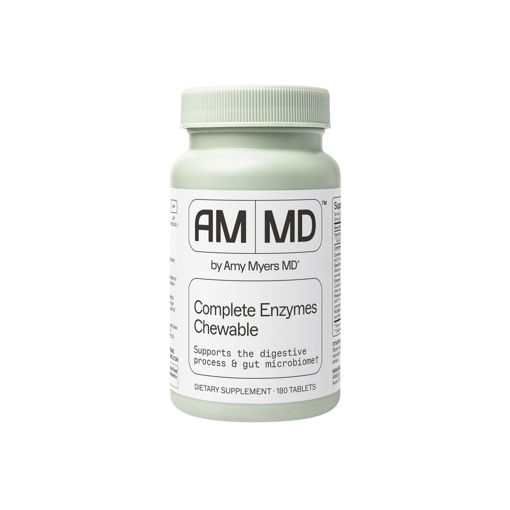 Amy Myers MD Digestive Enzymes Chewable  Complete Enzymes Support Leaky Gut, Acid Reflux, Gas, Bloating, Gluten Exposure  Amylase, Lipase, Lactase, Alkaline, Protease, Sucrase + More  180 Tablets