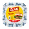 Glad Square Heavy Duty Paper Plates, Soak Proof and Cut Proof Disposable Plates for Parties and Everyday Meals, Microwaveable for Easy Serving, Blue Victorian Pattern, 10 Inch, 50 Count