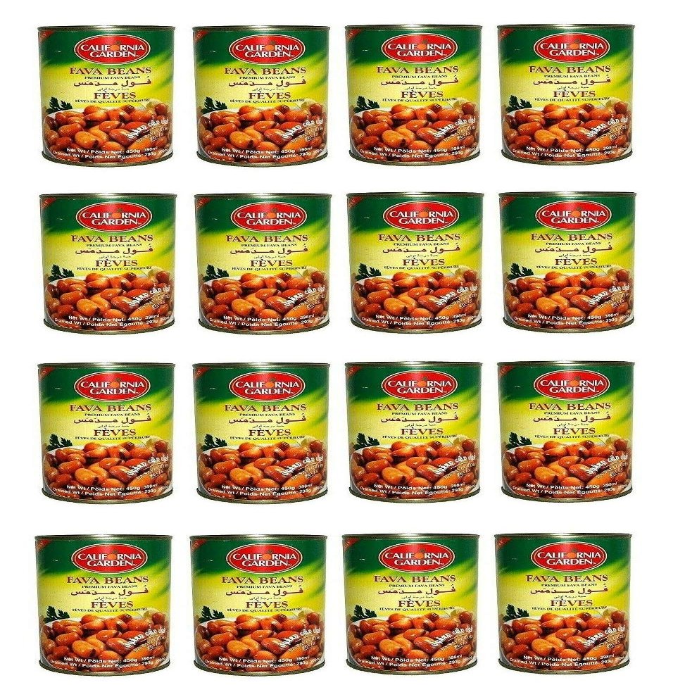 California Garden Premium Kosher Plain Fava Beans 16 Cans 16oz/450g each