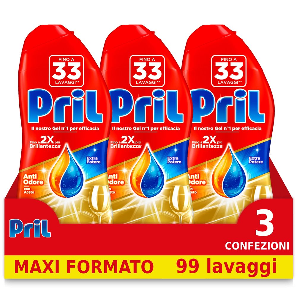 Pril Gold Gel Dishwasher Vinegar 3 x 600 ml