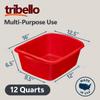 Tribello Plastic Wash Tub Dishpan Basin and Foot Bath for Soaking Feet, Laundry Hand Wash Bucket, Dish Pans for Washing and Storage Cleaning Supplies - 12 Quarts - Heavy Duty - Made in USA (Red) view 2