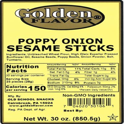 Golden Flavor - Poppy Onion Sesame sticks - 30 oz bags (5 Pack)