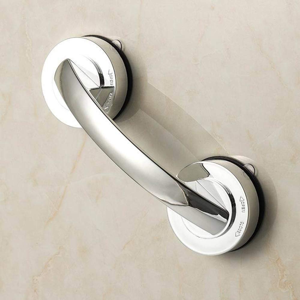 Retzjorv Vpang Suction Grab Bar, Powerful Handrail Grip Armrest Bathtub Handle, Super Power Suction Cup Door Handle Grip Bar for Window Door Drawer Cabinet Mini Fridge Grab Puller (Silver)