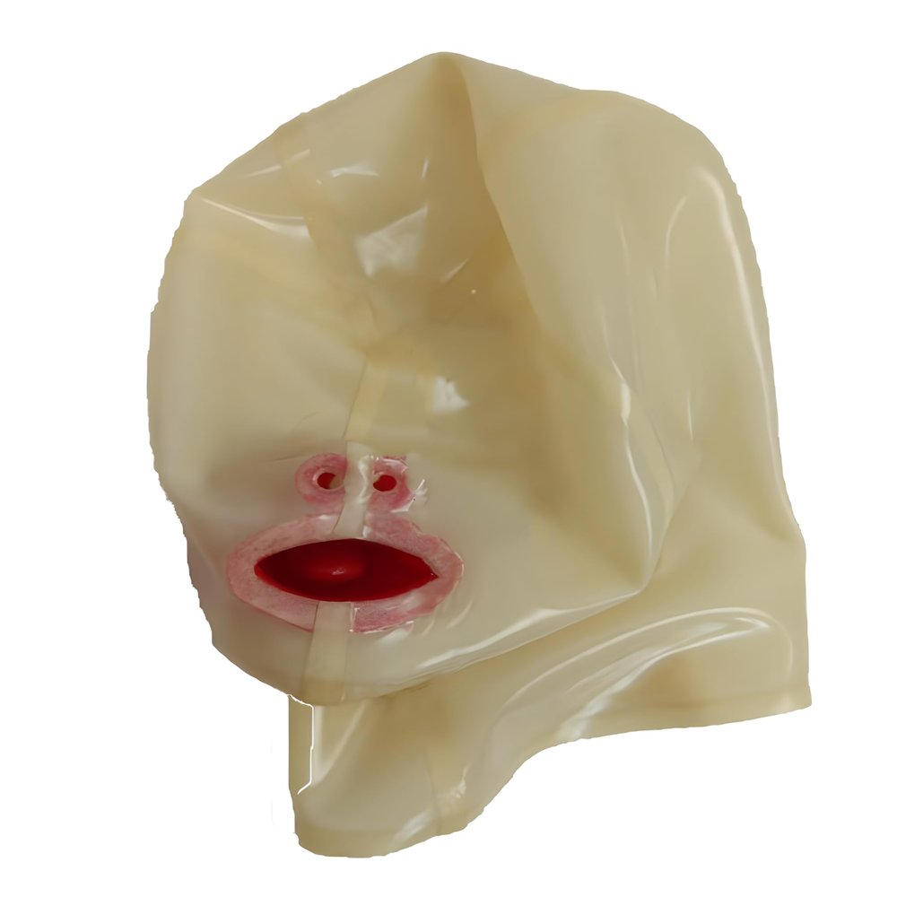 latex Hood Attached Mouthpiece and Nose Tube transparent Adults Rubber Mask bdsm (Customize)