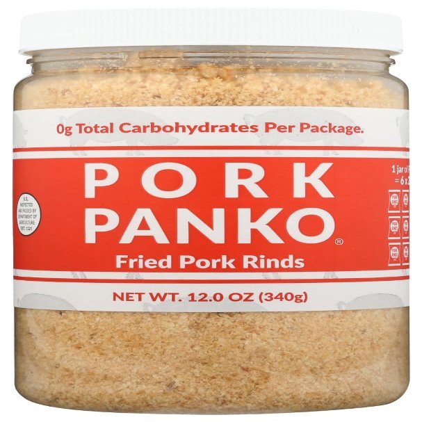 Pork Panko - 0 Carb Pork Rind Bread Crumbs - Keto and Paleo Friendly, Naturally Gluten-Free and Carb-Free - Case of (6) 12oz Pork Panko Jars