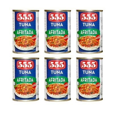 555 Canned Tuna Flakes 6 Pack (Afritada)
