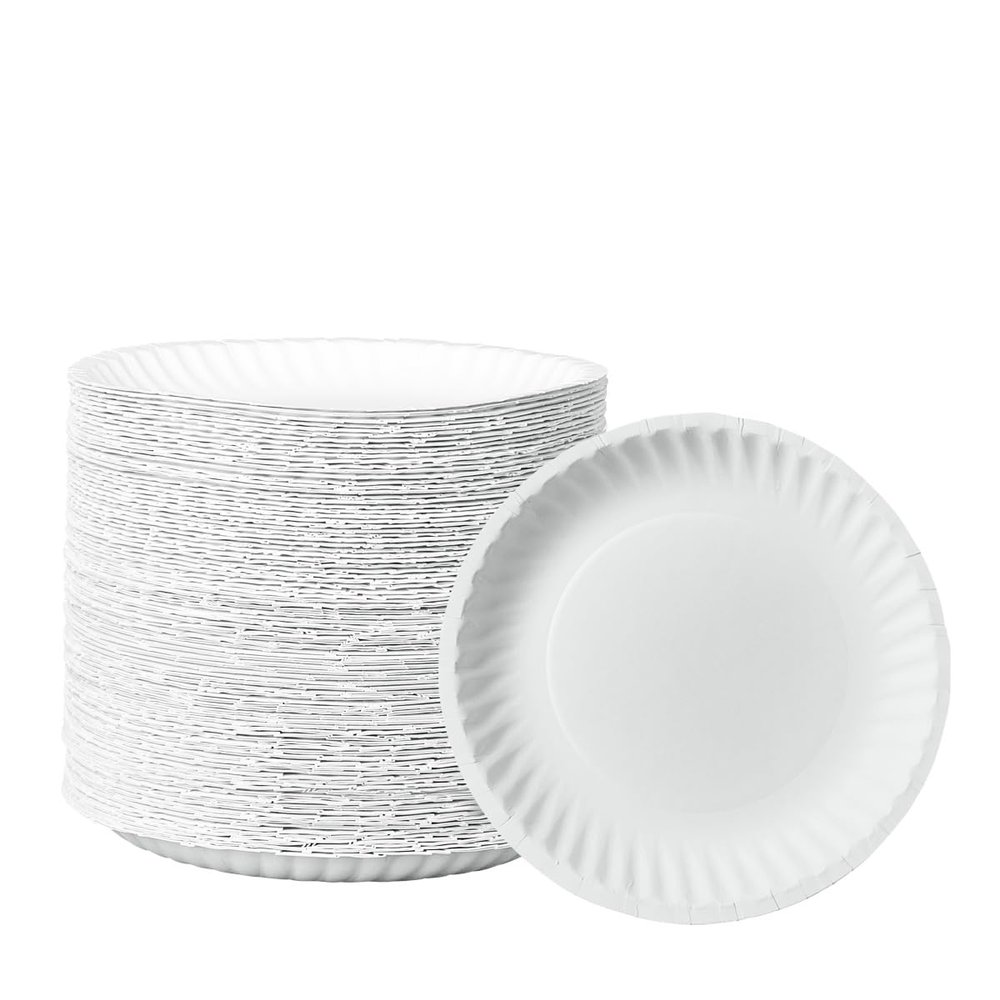 GUSTO [6 Inch - 300 Pack Uncoated White Paper Plates - Disposable, Decorative Paper Plates for Crafts (Formerly Comfy Package)